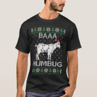 Baaa Humbug Goat Santa Hat Christmas Lights Ugly S