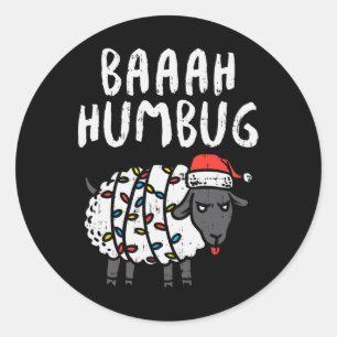 Baaah Humbug Sheep Xmas Lights Fun Anti Christmas Classic Round Sticker
