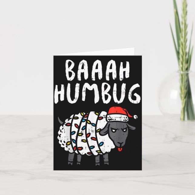 Baaah Humbug Sheep Xmas Lights Funny Anti Christma Card (Front)