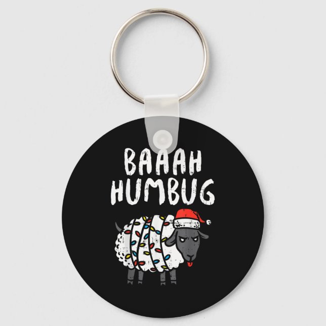 Baaah Humbug Sheep Xmas Lights Funny Anti Christma Key Ring (Front)