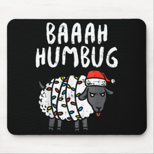 Baaah Humbug Sheep Xmas Lights Funny Anti Christma Mouse Pad