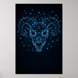 BAAL Gothic Ram Skull Poster — Dark Fantasy Art