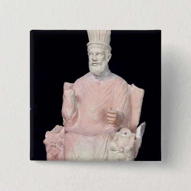 Baal Hammon seated on his throne 15 Cm Square Badge (Front)