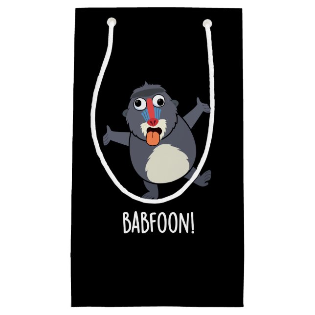 Bab-foon Funny Buffoon Baboon Pun Dark BG Small Gift Bag (Front)