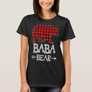 Baba Bear Christmas Pajama Red Plaid Buffalo Famil T-Shirt