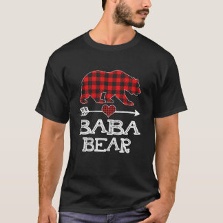 Baba Bear Christmas Pajama Red Plaid Buffalo Famil T-Shirt