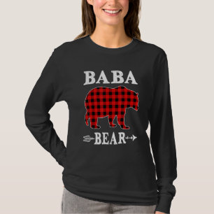 Baba Bear Christmas Pajama Red Plaid Buffalo Famil T-Shirt