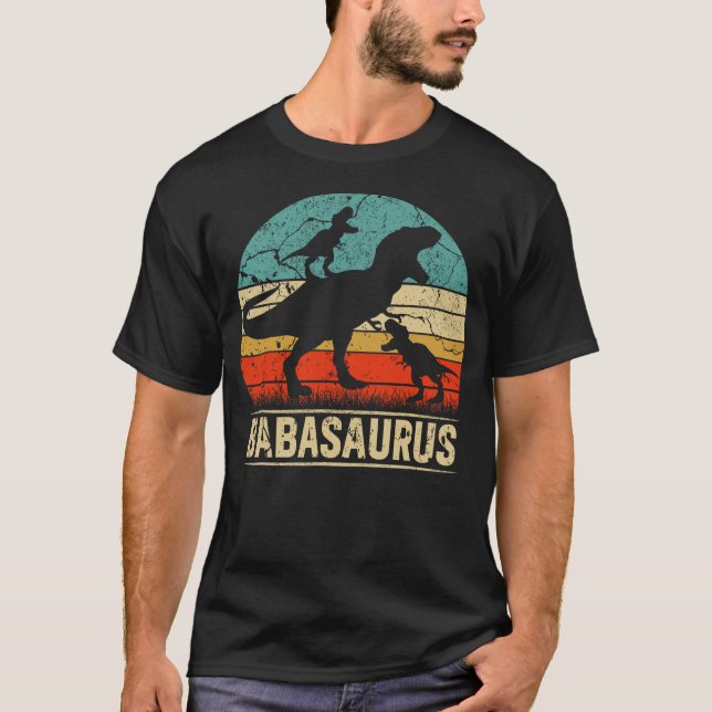 Baba Dinosaur T Rex Babasaurus 2 kids Family Match T-Shirt (Front)