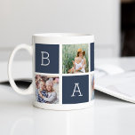 Baba | Grandfather 5 Photo Collage Coffee Mug<br><div class="desc">Create a sweet keepsake for a beloved grandpa this Father's Day or Grandparents Day with this simple design that features five of your favorite square or Instagram photos, arranged in a collage layout with alternating squares in dark slate blue, spelling out "Baba" with a custom message in the last square...</div>