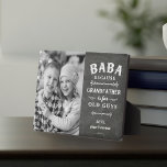 Baba Grandfather Father's Day Kids Photo Plaque<br><div class="desc">Grandfather is for old men, so he's Baba instead! This awesome quote photo plaque is perfect for Father's Day, birthdays, or to celebrate a new grandpa or grandpa to be who loves to golf. Design features the saying "Baba, because grandfather is for old guys" in white lettering on a chalkboard...</div>