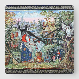 BABA JAGA RUSSIAN FOLKLORE  SQUARE WALL CLOCK