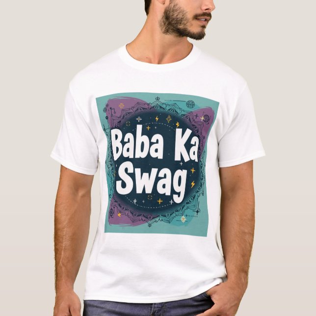 Baba Ka Swag | Bold Desi Abstract Hindi Graphic  T-Shirt (Front)