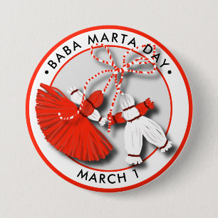 Baba Marta Day Martenitsa 7.5 Cm Round Badge