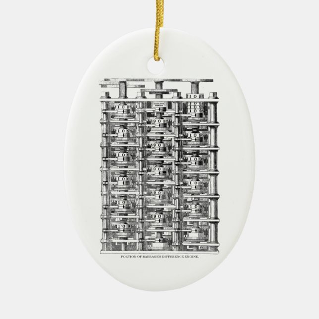 Babbage Difference Engine Ceramic Tree Decoration (Front)