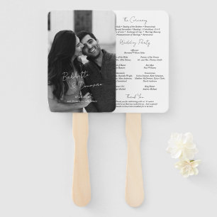 Babbette Minimalist Photo Modern Wedding Program Hand Fan