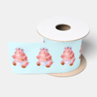Babby Hippo Satin Ribbon Cartoon