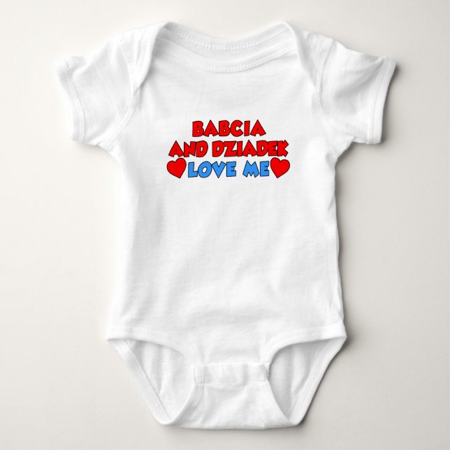 Babcia And Dziadek Love Me Baby Bodysuit (Front)