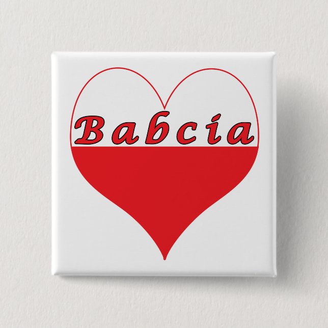 Babcia Polish Heart 15 Cm Square Badge (Front)