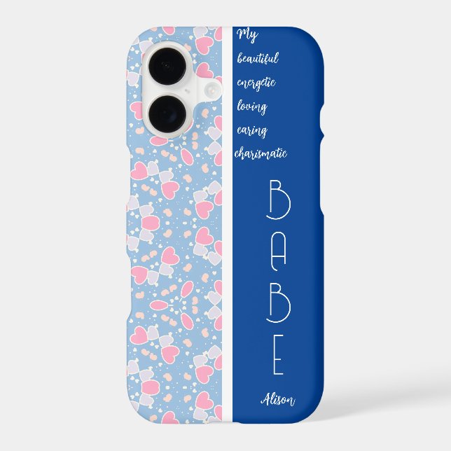 BABE Blue Hearts Pattern Editable (Back)