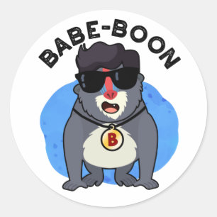 Babe-boon Funny Animal Monkey Baboon Pun Classic Round Sticker