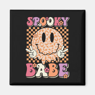 Babe Groovy Halloween Leopard Smile Face Chequered Magnet