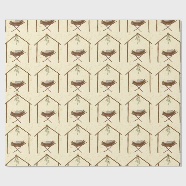 Babe in a manger Christmas wrap Wrapping Paper (Flat)