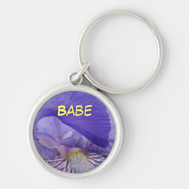 BABE keychains Purple Iris Flowers key chain (Front)