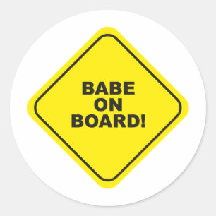 babe on board classic round sticker