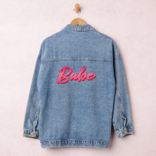 Babe pink glitter girly denim jacket