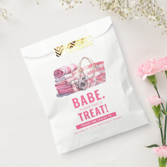 BABE.. Pink Pool Girl Birthday Thank You Favour Bags (Sealed)
