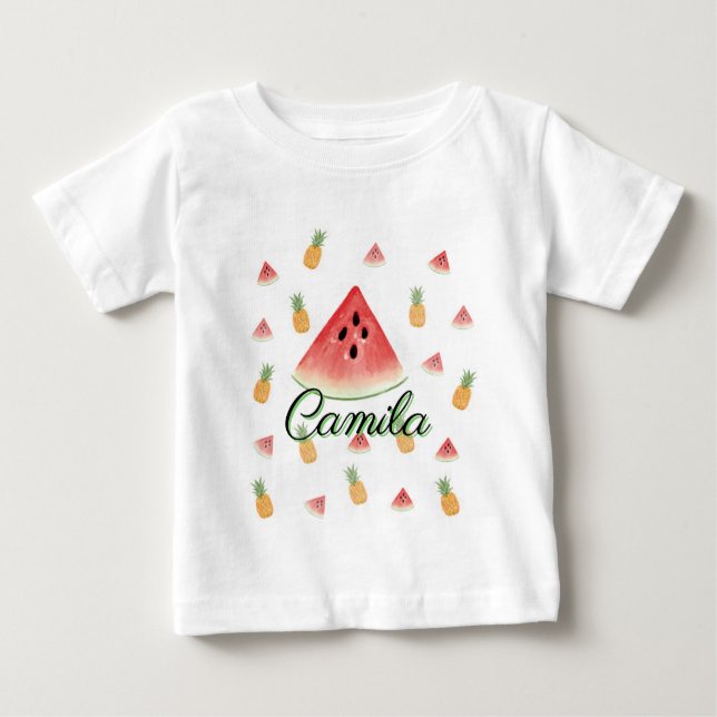"Babero Dulce Tropical - Sandía & Pineapple" T-shi Baby T-Shirt (Front)