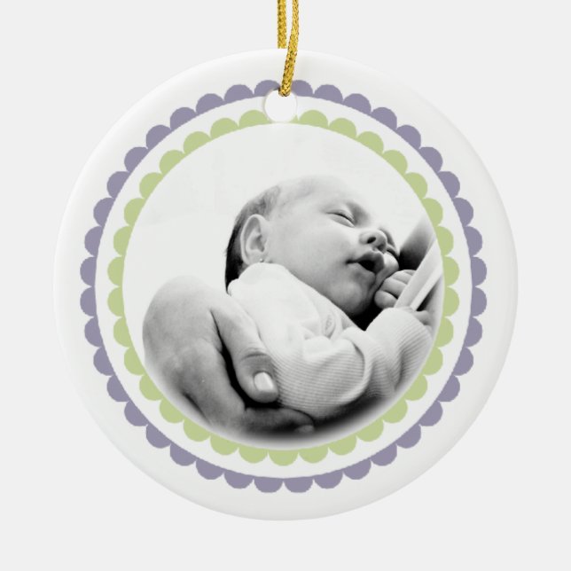 Babies 1st Christmas Name Photo Ornament Keepsake (Front)