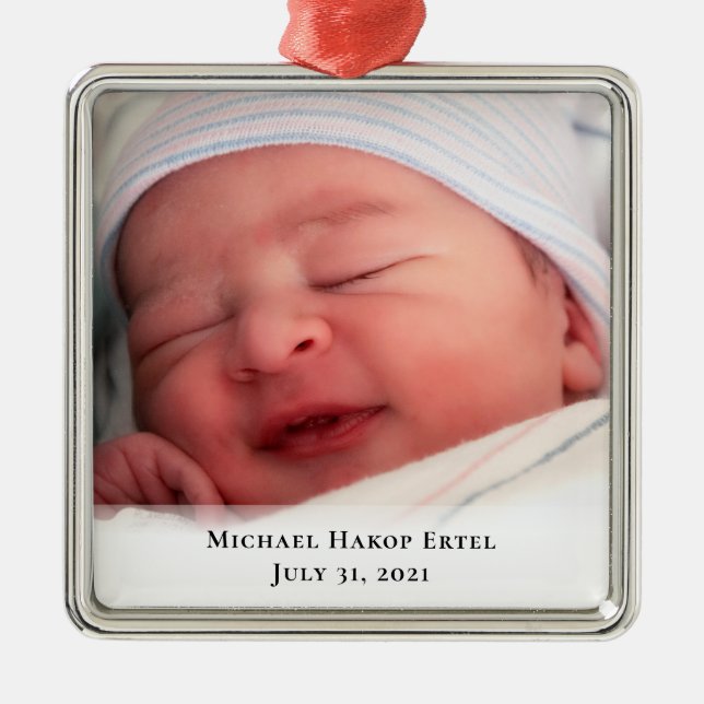Babies 1st Christmas Photo Metal Tree Decoration (Front)