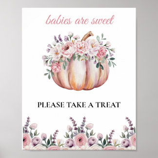Babies Are Sweet Baby Shower Floral Pumpkin Treat Poster