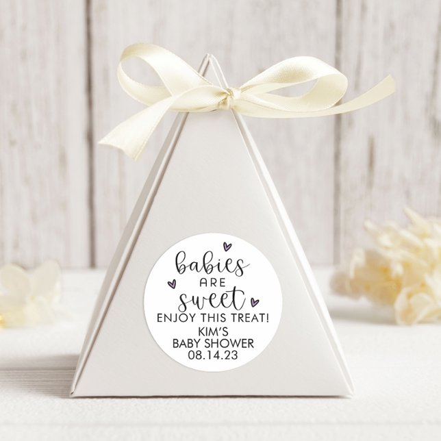 Babies Are Sweet Baby Shower Minimalist  Classic Round Sticker (Creator Uploaded)