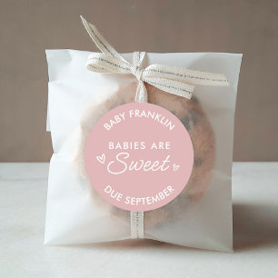 Babies are sweet Baby shower Party favour Classic Round Sticker