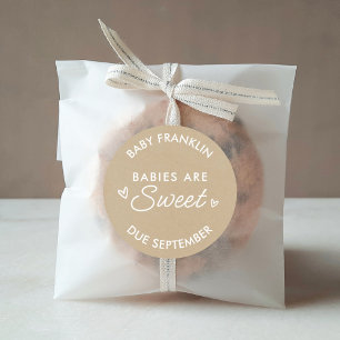 Babies are sweet Baby shower Party favour Kraft Classic Round Sticker
