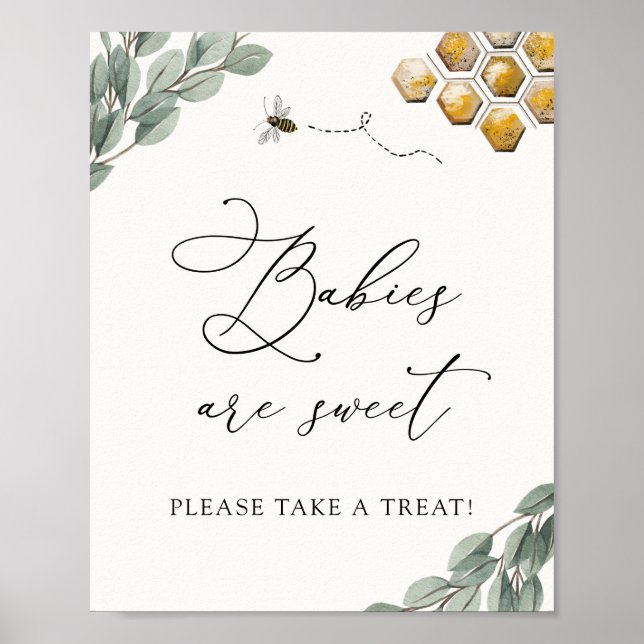 Babies are Sweet Bee Eucalyptus Favours Sign (Front)