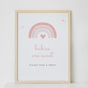 Babies Are Sweet Boho Rainbow Pink Favour Sign