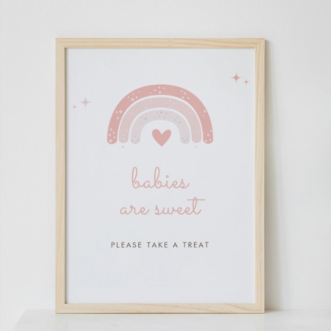 Babies Are Sweet Boho Rainbow Pink Favour Sign (Creator Uploaded)