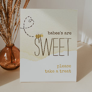 "Babies Are Sweet" Bumble Bee Baby Shower Favours Pedestal Sign