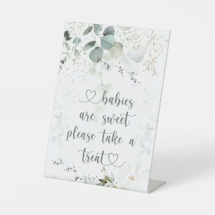 Babies are Sweet Eucalyptus Baby Shower  Pedestal Sign