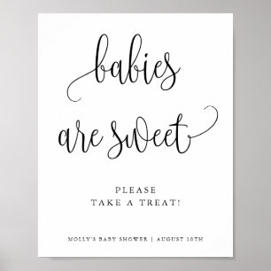Babies are Sweet Minimalist Calligraphy Favour Poster