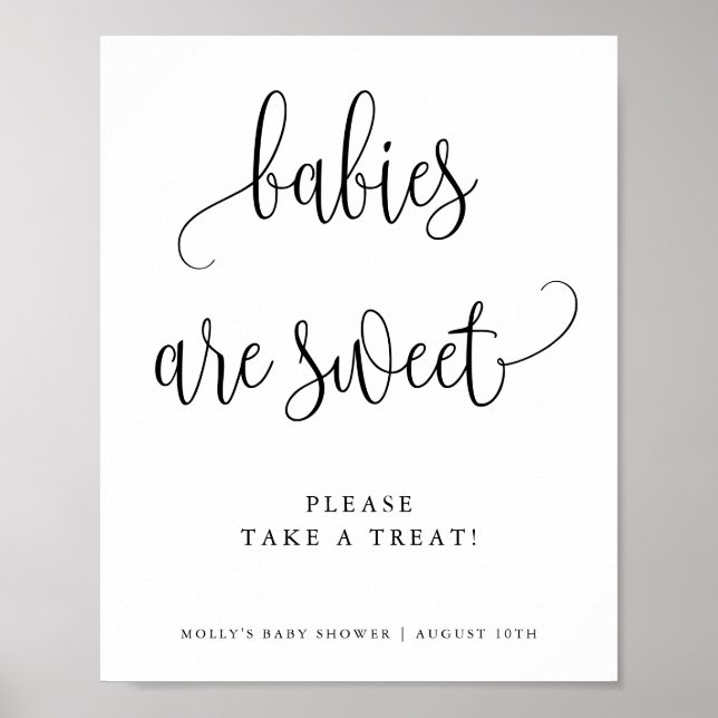 Babies are Sweet Minimalist Calligraphy Favour Poster (Front)