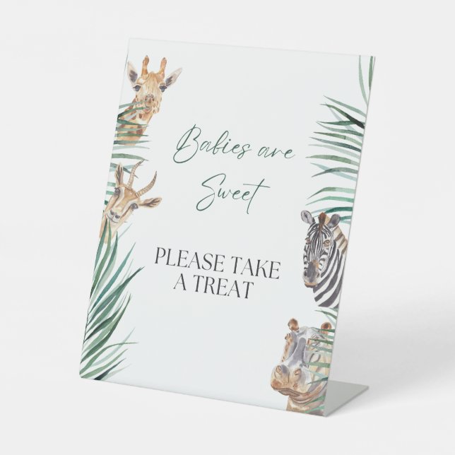 Babies are Sweet Oh Boy Safari Jungle Baby Shower Pedestal Sign (Front)