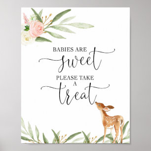 Babies are sweet pink gold deer baby shower poster