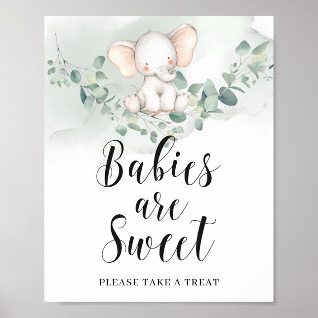 Babies are sweet sign elephant greenery eucalyptus (Front)
