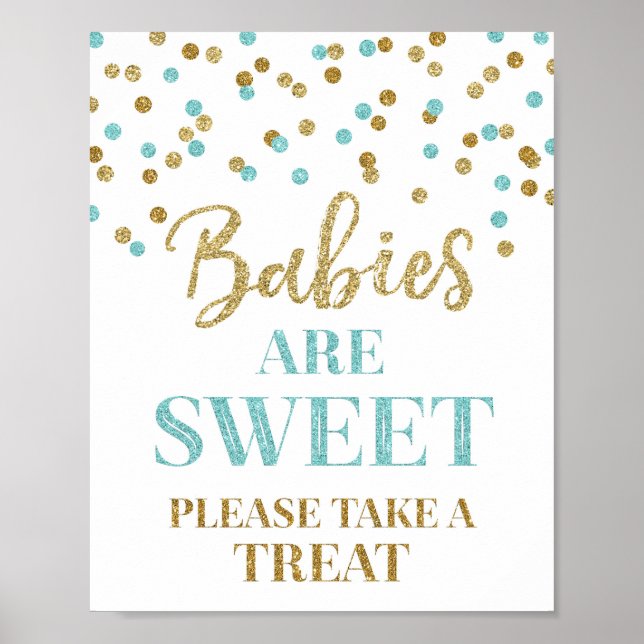 Babies are Sweet Sign Gold Blue Confetti (Front)
