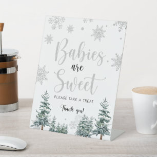 Babies are sweet, silver winter baby shower sign