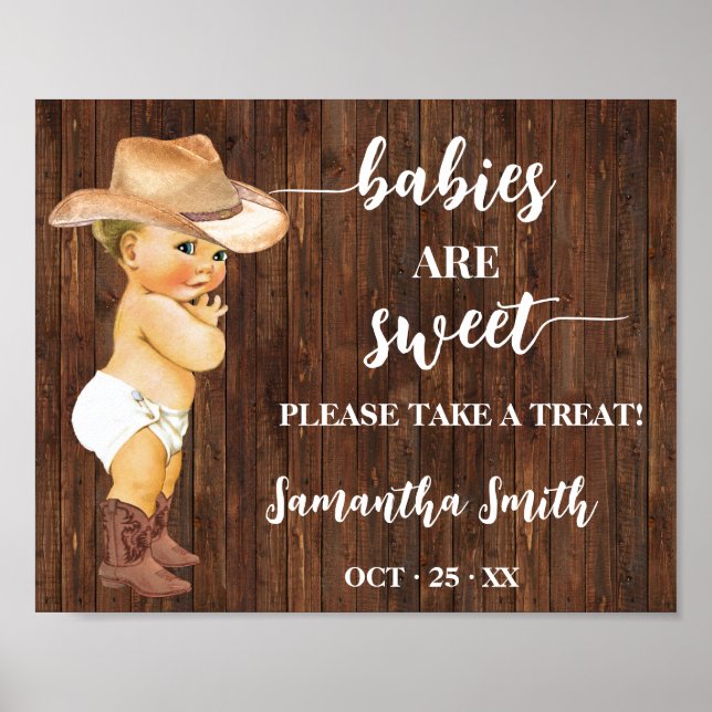 Babies are Sweet take a treat Cowboy Baby Shower Poster (Front)